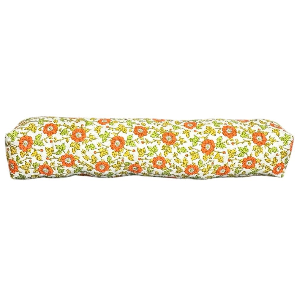 Vintage handmade door draft stopper door snake cottage 18x4 orange floral